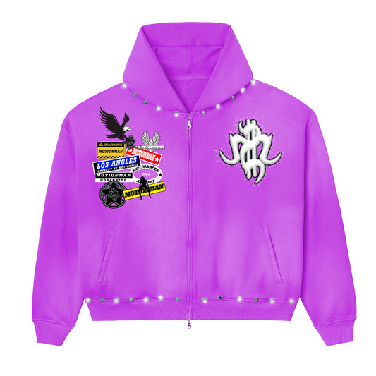 Purple Black & White MM Zip-Up